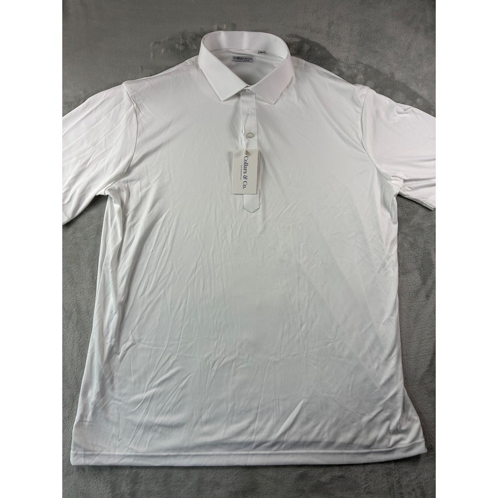 Collars & Co. Dress Collar Polo Shirt White XL Relaxed Short Sleeve Western Wear